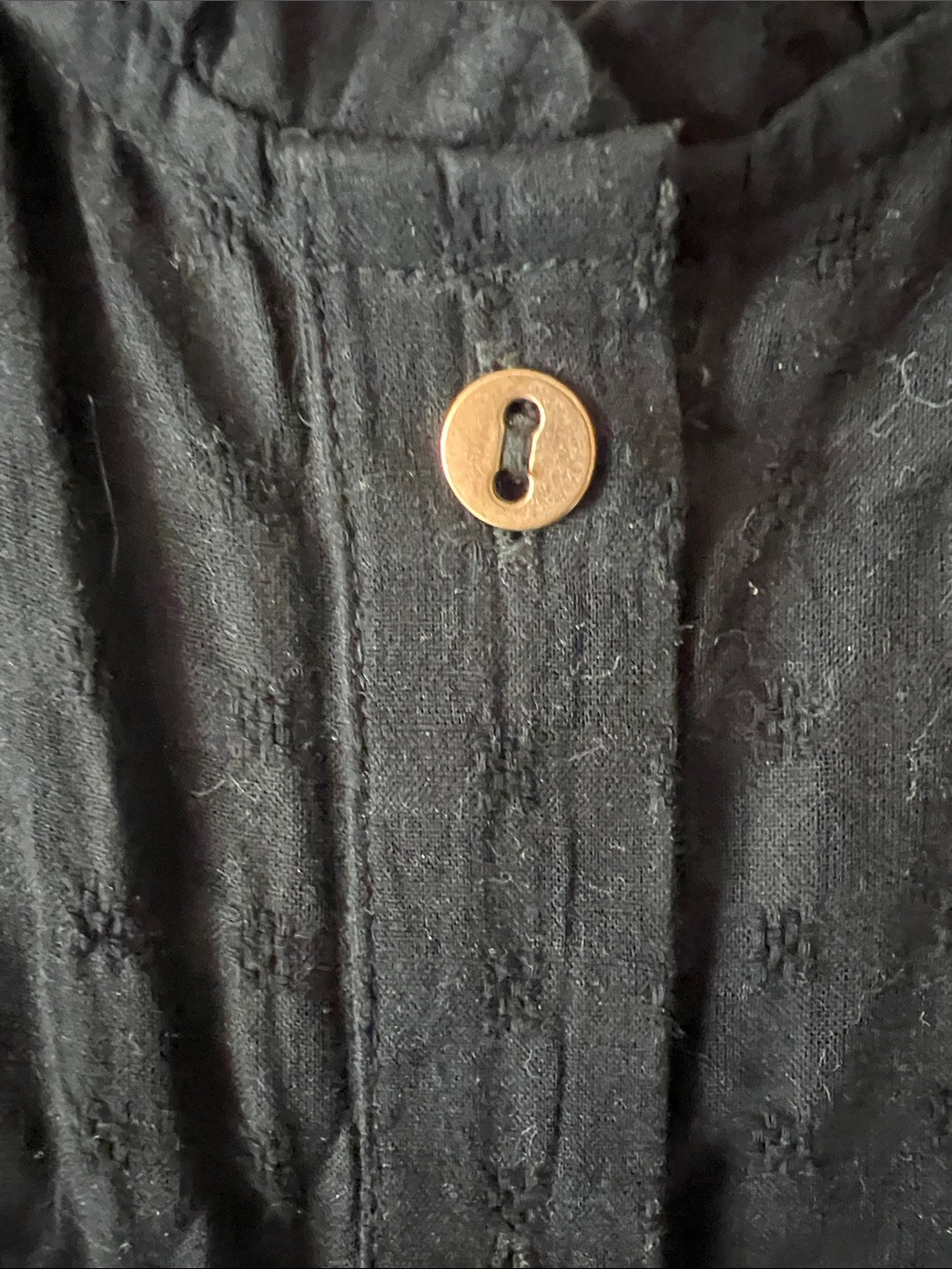 LOFT Black Ruffle Front Button Top - Picture 3 of 7